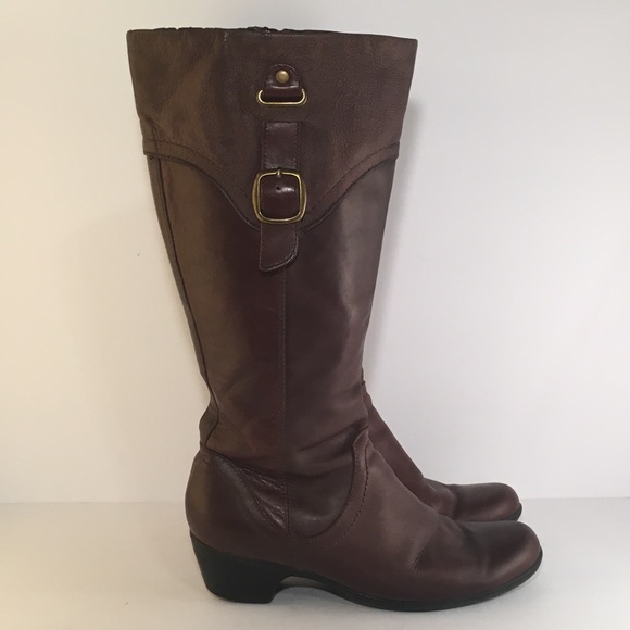 clarks knee high boots brown